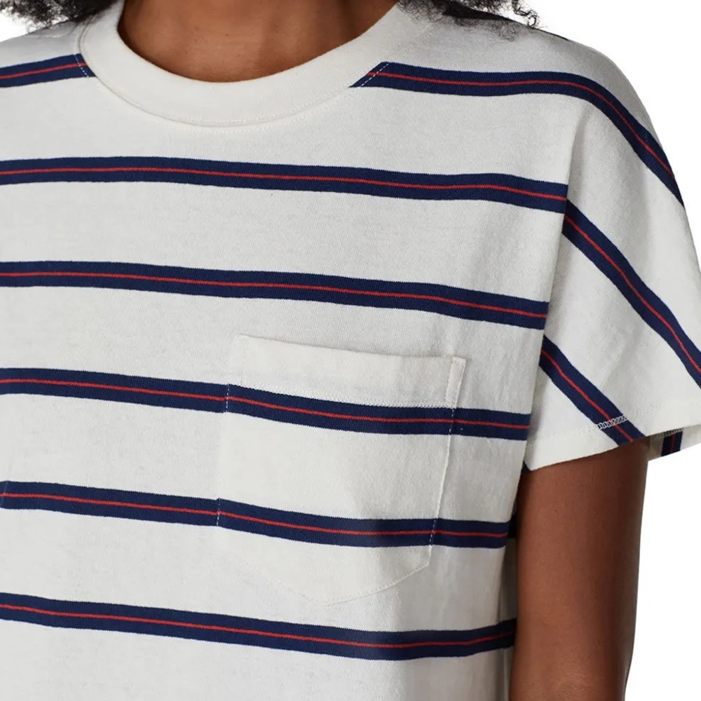 Madewell White Tomboy Pocket T-Shirt Cotton Mini Dress Blue Red Striped Size XS - Picture 4 of 13